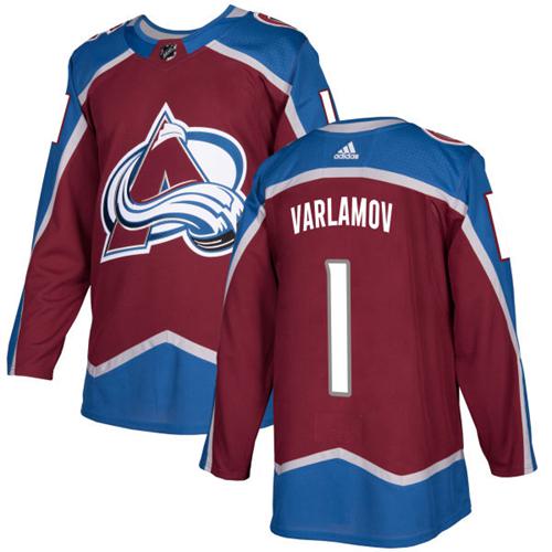 Adidas Men Colorado Avalanche #1 Semyon Varlamov Burgundy Home Authentic Stitched NHL Jersey